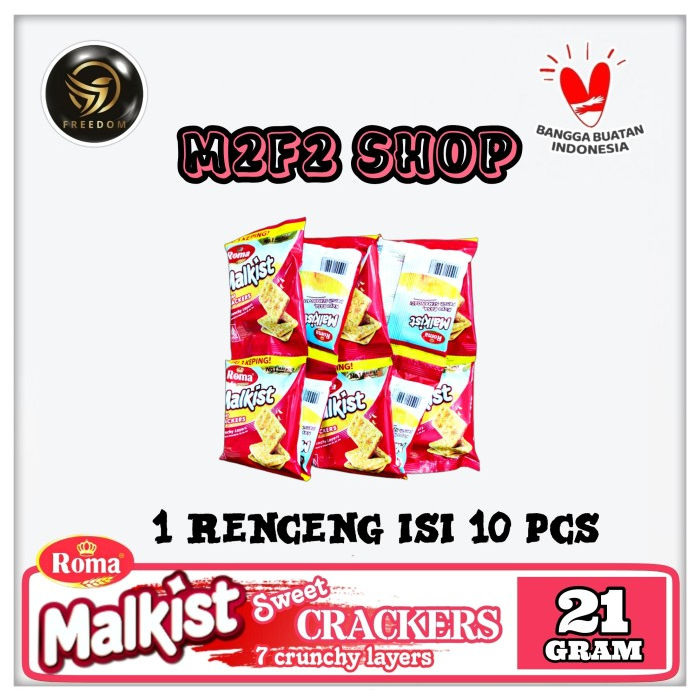 

Roma Biskuit Malkist Sweet Crackers | Krekes Sachet - 21 gr (Kemasan 1 Renceng)