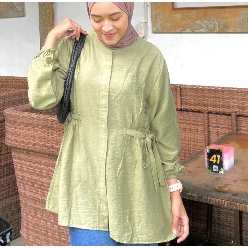 ALEA BLOUSE | Atasan Wanita Kekinian Lengan Panjang Kerah Shanghai