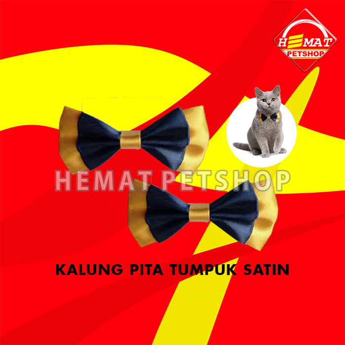 Kalung Kucing Anjing Pita Tumpuk Satin