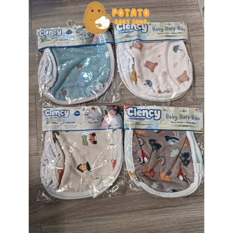 Clency 2in1 Baby Burp Bibs - Burpy Bib Celemek Bayi