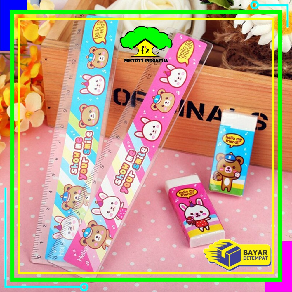 MI-A26 Alat Tulis Set 8in1 Karakter Stationery Kids / Paket Alat Tulis Anak TK / Set School Supplies for Child Writing Gift Eraser Ruler