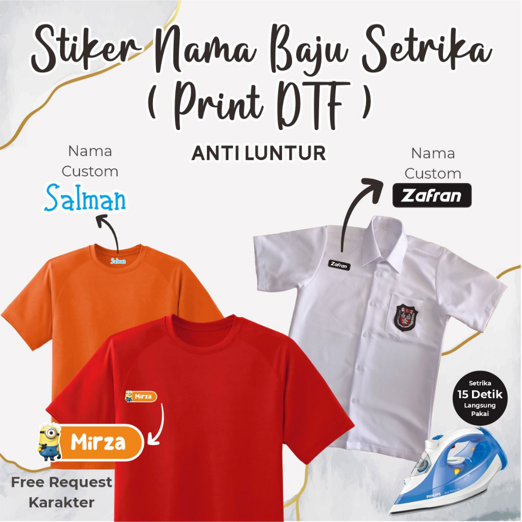 STIKER NAMA SABLON KAIN / STIKER KAIN / STIKER DTF / STIKER SETRIKA / DTF / LOGO BAJU  / STIKER BAJU