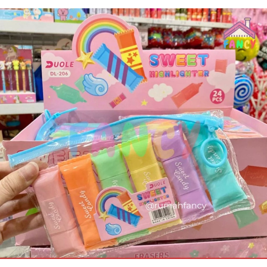 

KK Stabilo Lucu Bentuk Permen 1 Set 6 Pcs Warna Highlighter