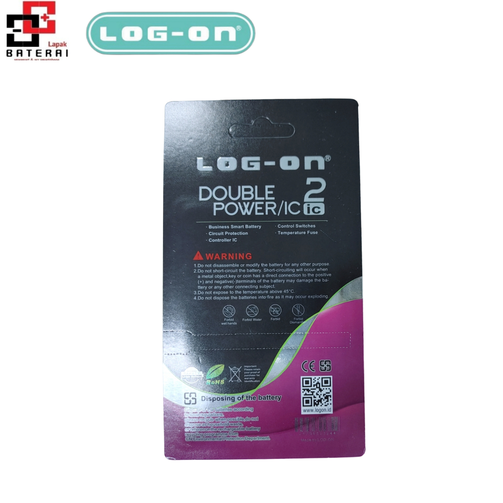LOG - ON Maxtron Apollo M54 Baterai Double IC Protection Battery Batre