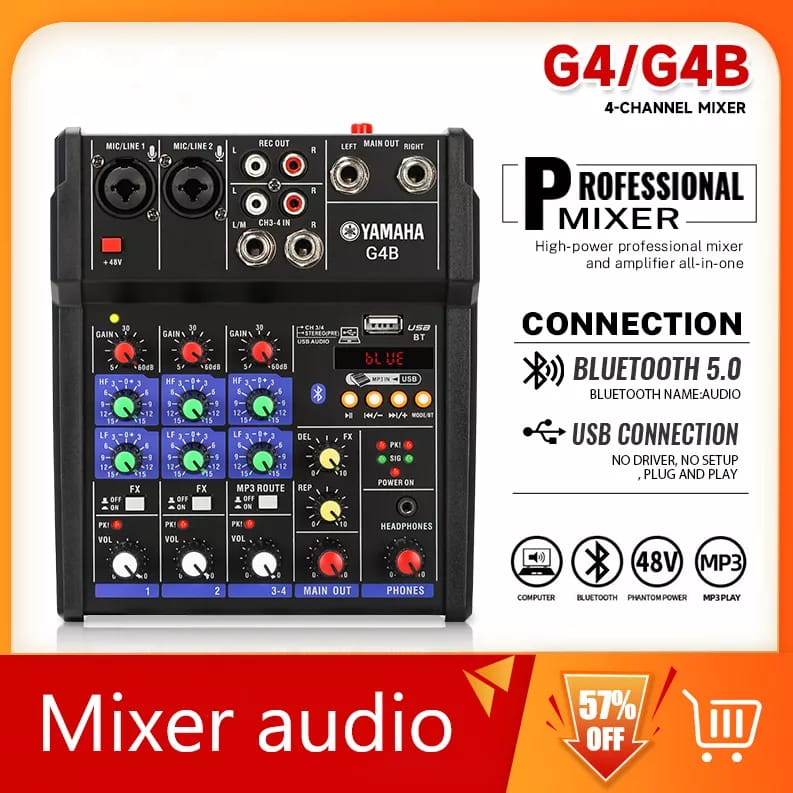 Mixer Audio Profesional YAMAHA G4B mixer kecil 4 saluran