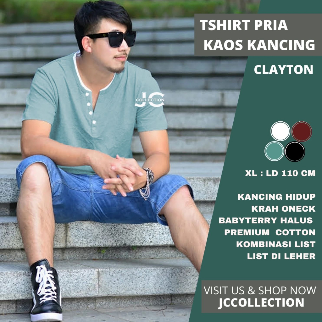 Tshirt Kaos Pria Oversize Fit to L/XL Leher Clayton  - JCCollections