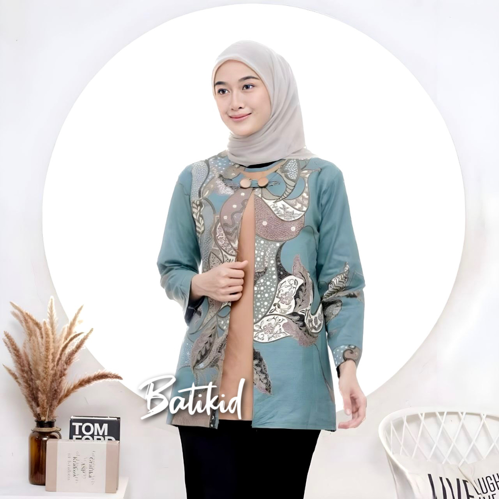 Batikid - Atasan Batik Wanita Kekinian - Blouse Bolero Kombinasi - Zalina