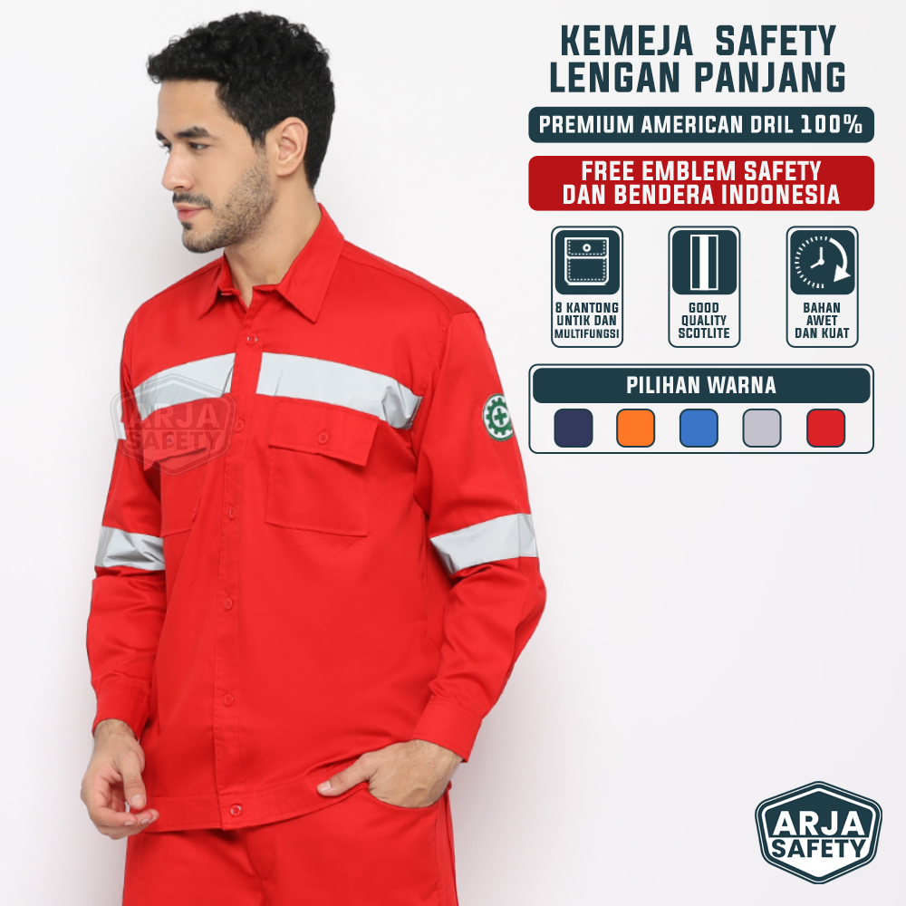 ARJA SAFETY [ FREE LOGO SAFETY &amp; BENDERA ] Baju Atasan Safety, Wearpack Atasan Safety
