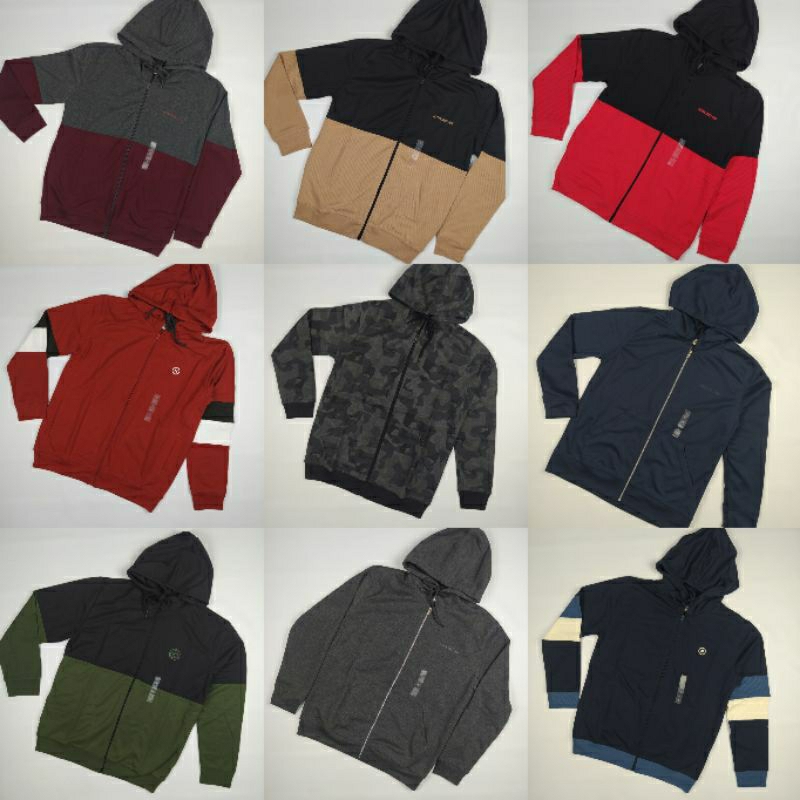 NEVADA Jaket sweater cowok pria dewasa hoodie panjang bisa untuk cewek polos biru hijau army navy ab