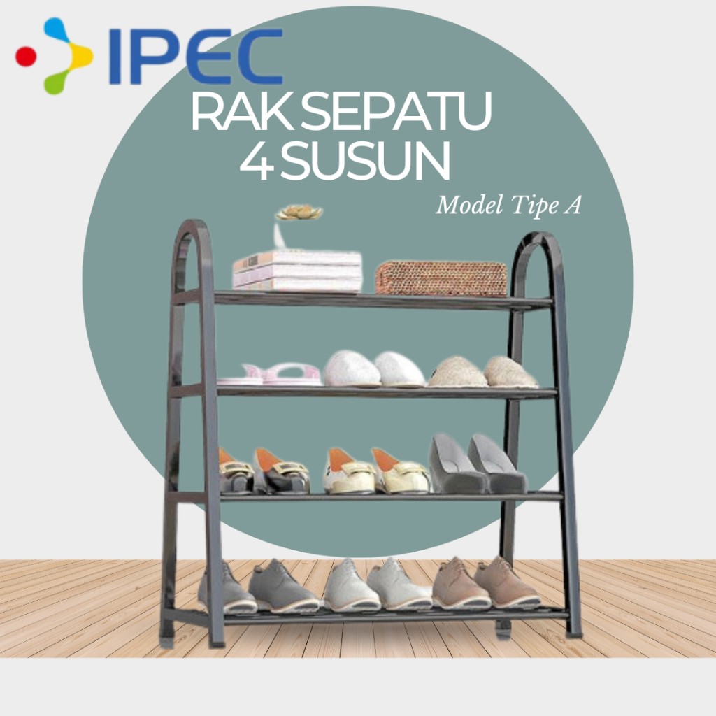 RAK SEPATU 4 SUSUN STAINLESS STEEL DESIGN TIPE A RAK SERBAGUNA TINGGI KUAT DAN TAHAN LAMA 5504