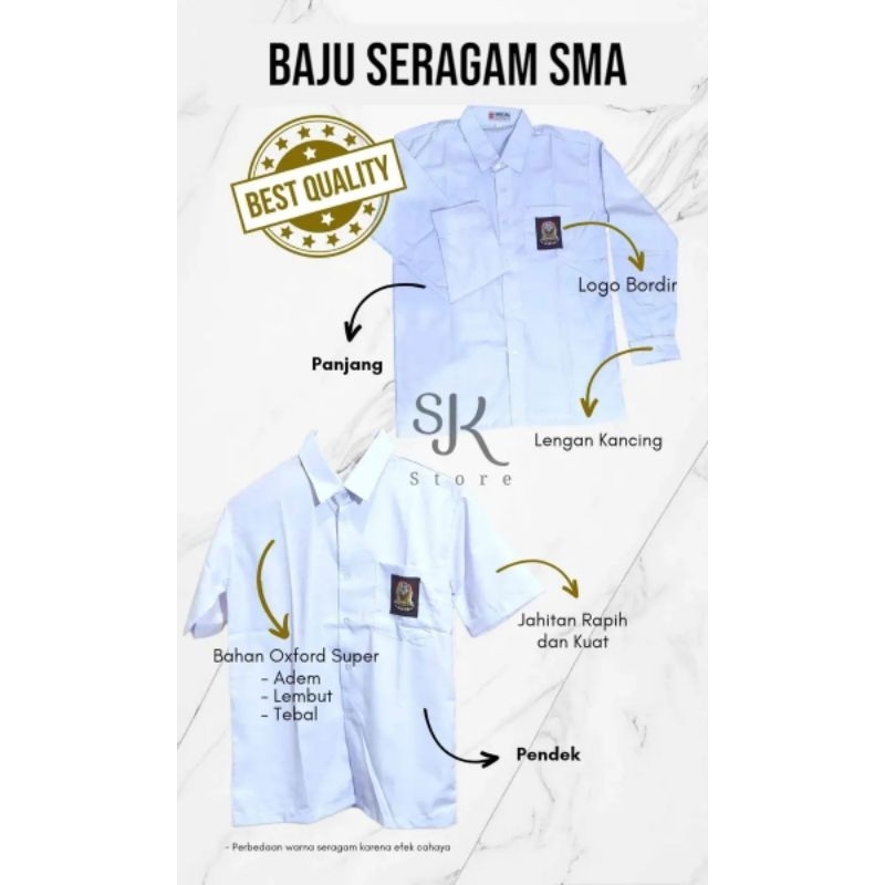 BAJU PUTIH SERAGAM SMA/SMK//SERGAM SMA//BAKU PUTIH SMA//BAJU SMA PENDEK//SERAGAM SMA BAJU PUTIH