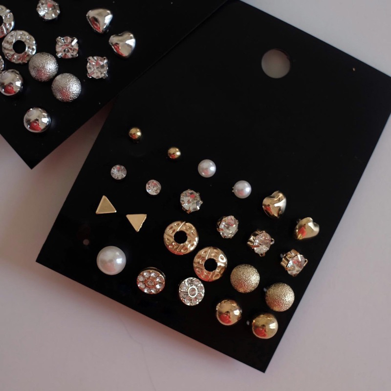 Ark.co - Kelani set earrings anting simple value set 12 pasang minimalis