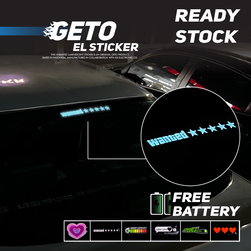Stiker Mobil Car EL Sticker LED Elektrik JDM Windshield LED Wanted Love Take Car Boost Loading Night