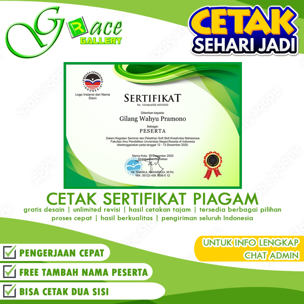 

Cetak Sertifikat Piagam Penghargaan Murah