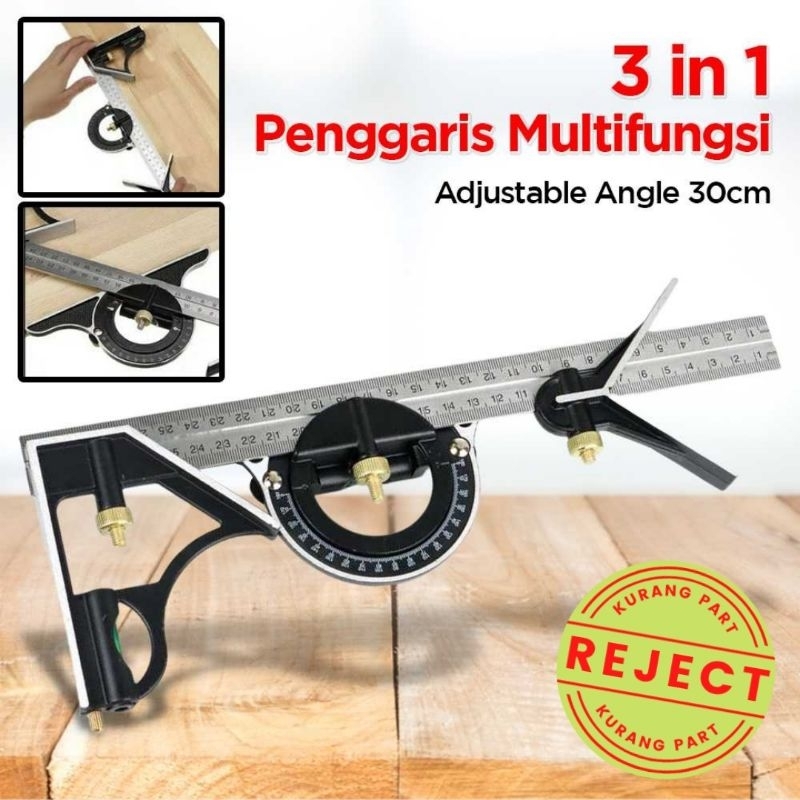 

[OBRAL KURANG PART] 3 in 1 Penggaris Multifungsi Adjustable Angle 30cm - 991857