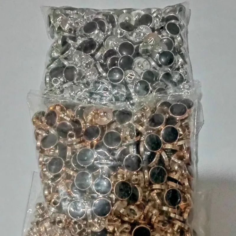 400 pcs kancing Jamur kemeja gamis / kancing mutiara hitam list gold silver 11mm / 13mm / 15mm / 18mm / 21mm