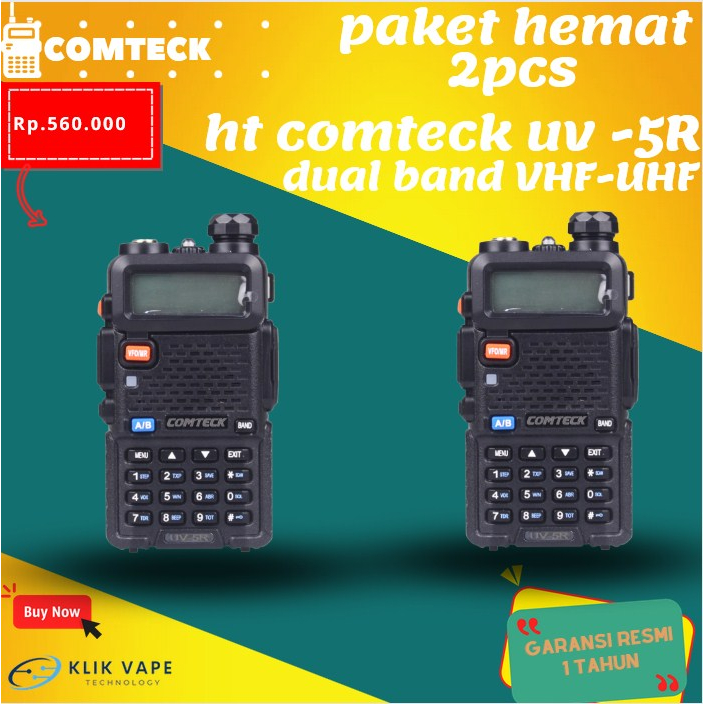 TERMURAH PAKETAN (2PCS) HT Comteck UV-5R Dual Band VHF - UHF Radio FM