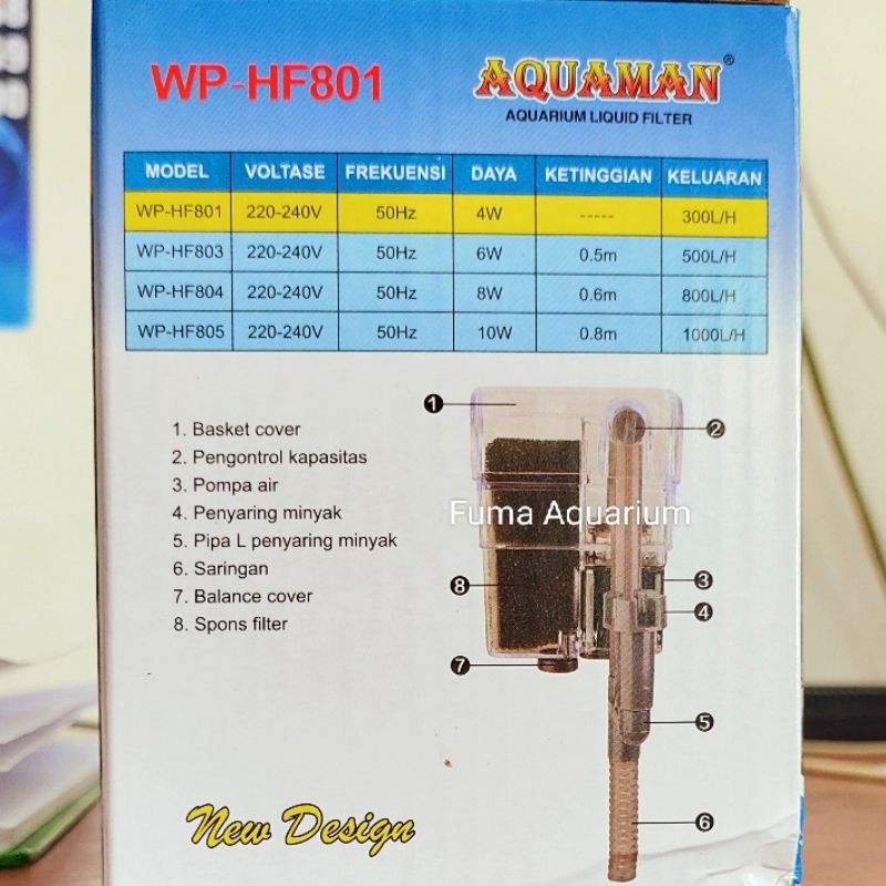 Filter Gantung AQURA ASP 501A Akuarium Aquascape Transparan + Skimmer Hang on