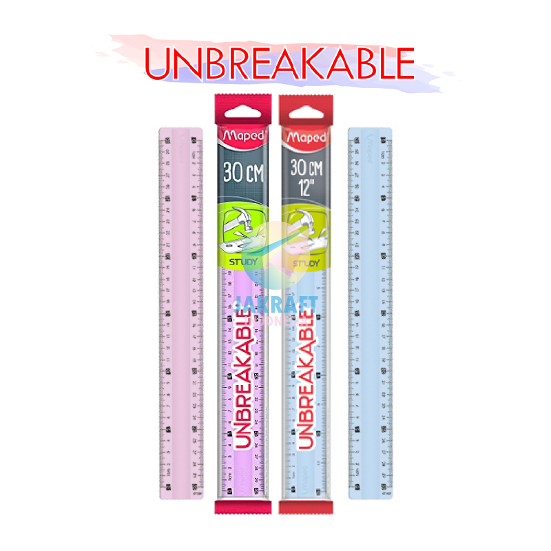 

(1 Pcs) Penggaris Mistar MAPED Unbreakable Ruler 30 Cm Plastik Mika Tebal Anti Pecah 12" Inch