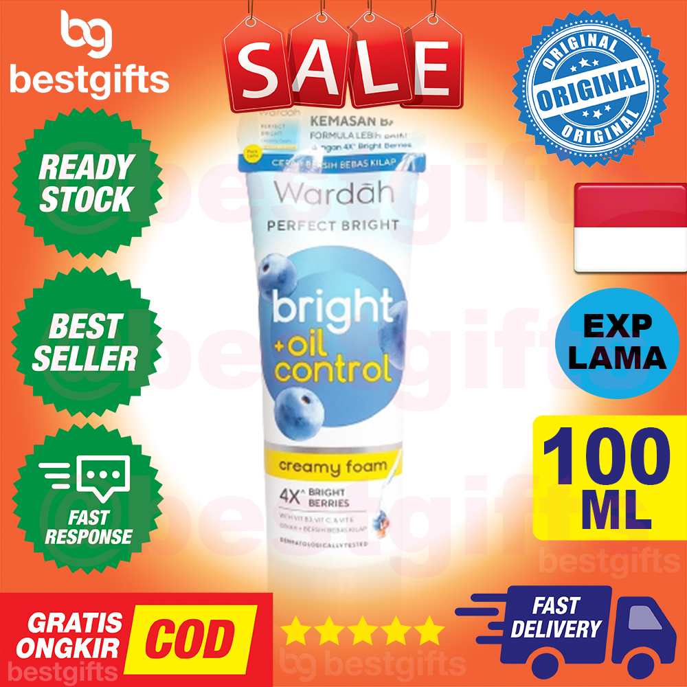 WARDAH PERFECT BRIGHT CREAMY FOAM BRIGHT + OIL CONTROL MENCERAHKAN DAN MENUTRISI KULIT 100 ML