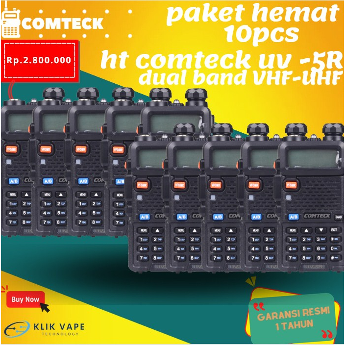 TERMURAH PAKETAN 10PCS HT Comteck UV-5R Dual Band VHF - UHF Radio FM