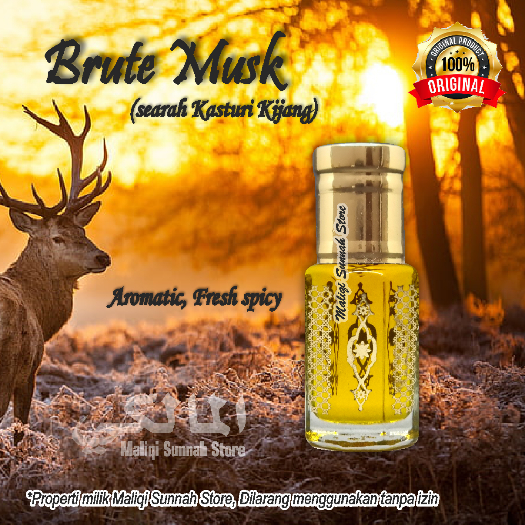 Parfum Arab Kasturi Kijang (Brute Musk) 6ml Original