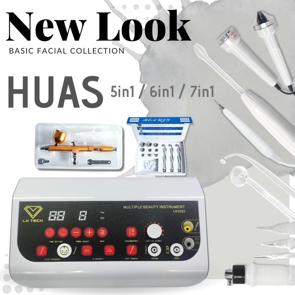 Basic Facial New Look Huas 5in1 6in1 7in1 Beauty Care Detox Vacuum Komedo Cauter HF Oxygen Spray