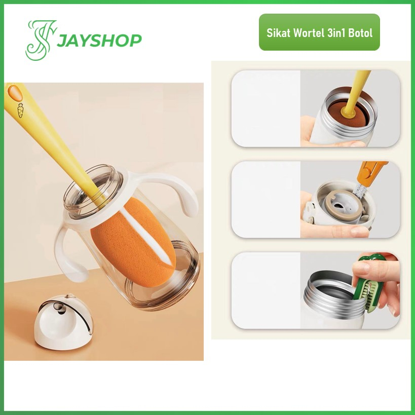 Sikat Pembersih Botol Wortel 3in1 Sikat Pembersih Botol Gelas