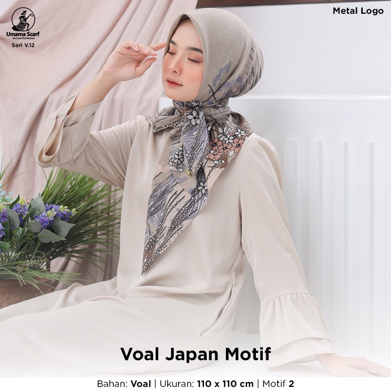 HIJAB SEGIEMPAT JAPAN VOAL MOTIF ICON METAL LOGO V.12