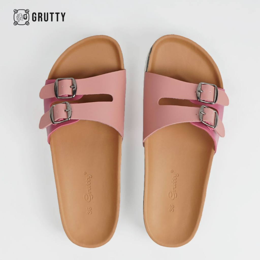 GRUTTY Trella Sandal Wanita Flat Two Tone Series Sendal Kekinian Super Comfy Pink