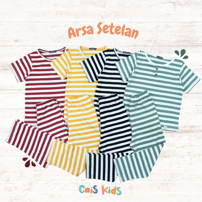 Dreamy Setelan motif stripe celana panjang untuk anak bahan kaos