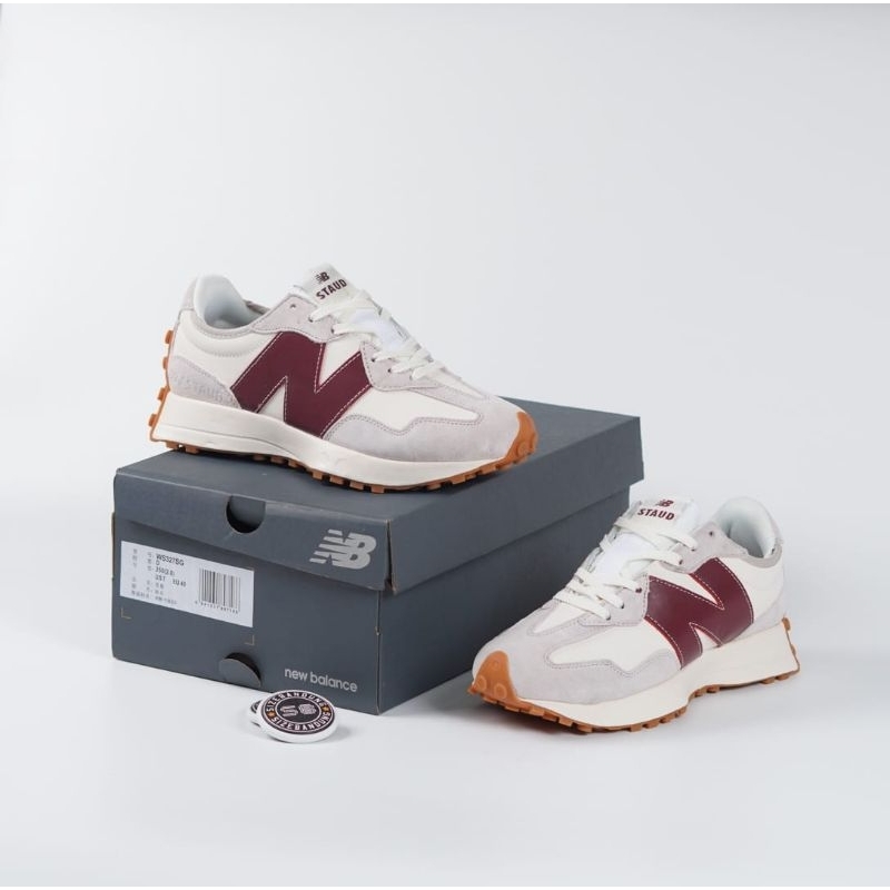 Sepatu New Balance 327 Moonbeam White Classics Burgundy