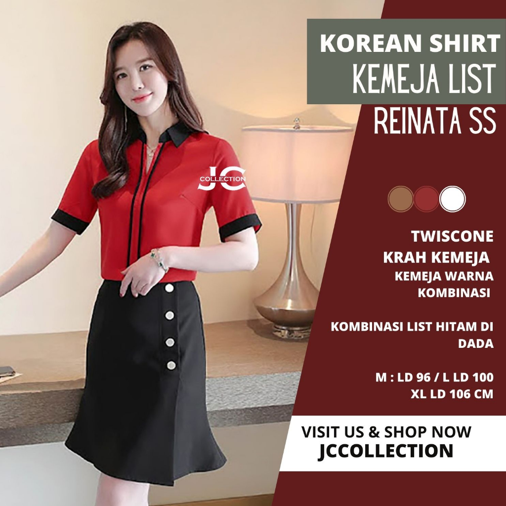 Blouse Korea Style Variasi List Krah Kemeja Renatta SS JCCollections