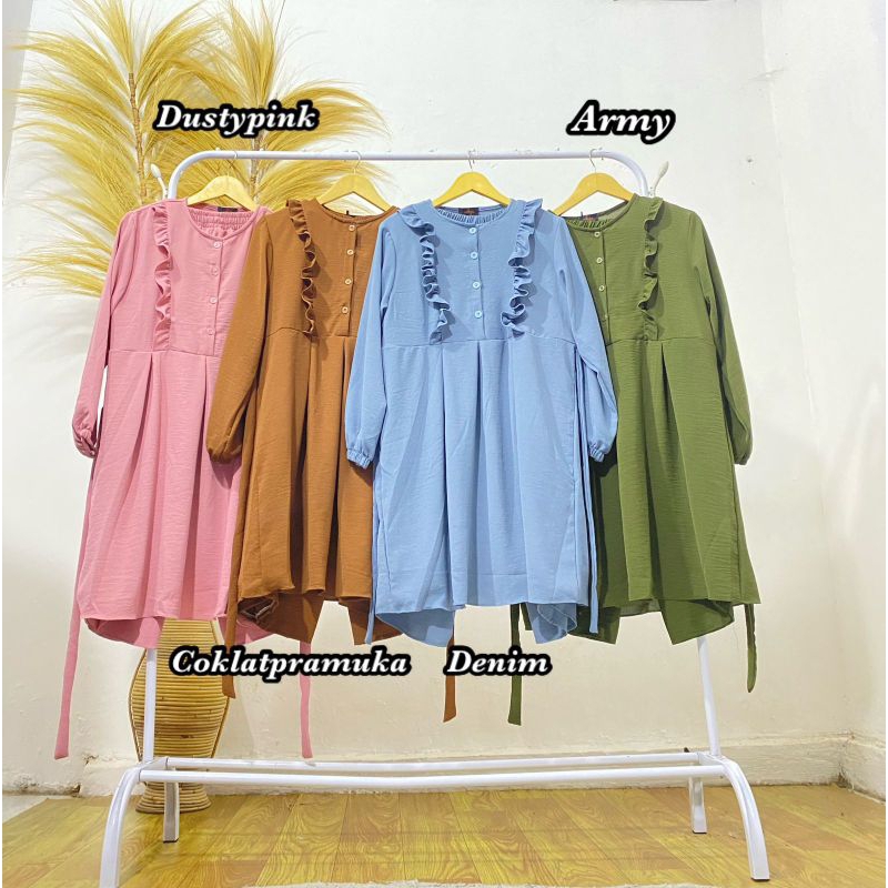 setelan andin setcel long tunik / setelan wanita / setelan crinkle airflow