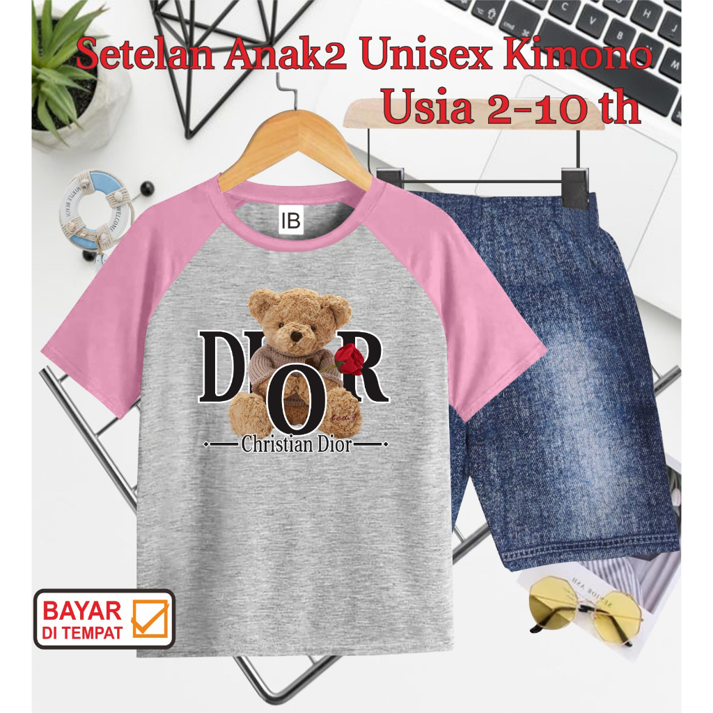 ((IB))SETELAN ANAK2 UNISEX KIMONO SEMI JEANS/BEAR DIGITAL SABLON