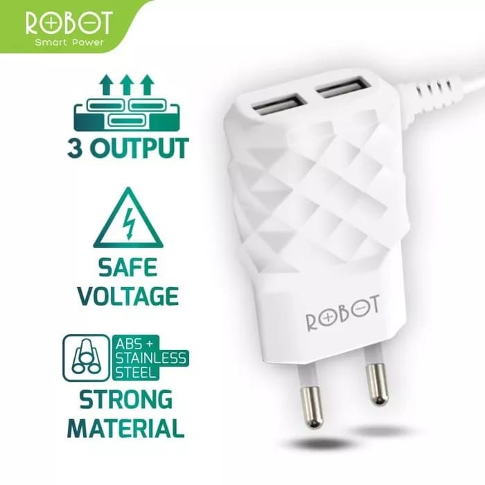 A_  Robot Adaptor Charger RT-K5 Batok Charger 3 Output 2.1A + Fixed Cable