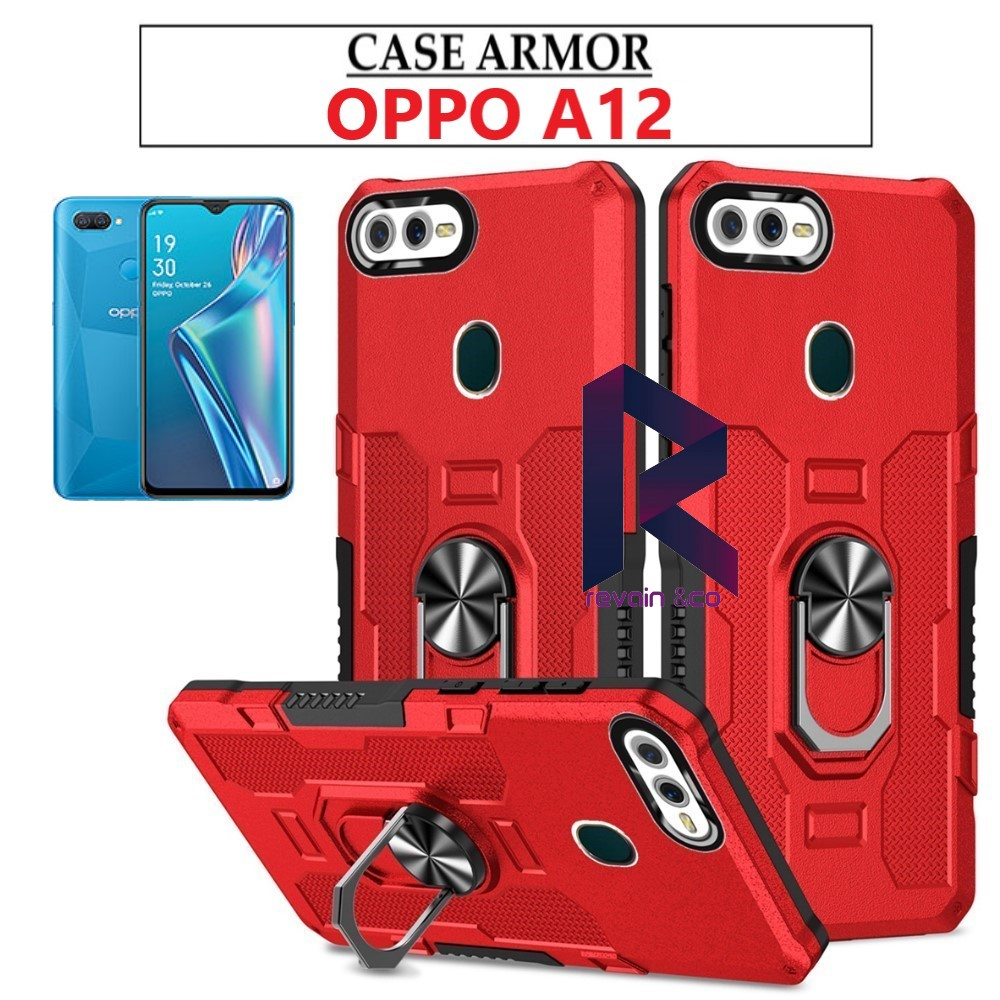 Case Armor OPPO A12 Iring Cincin Magnetic Kesing Hp Protect kamera Premium Hard Case Standing Robot Pelindung Kamera