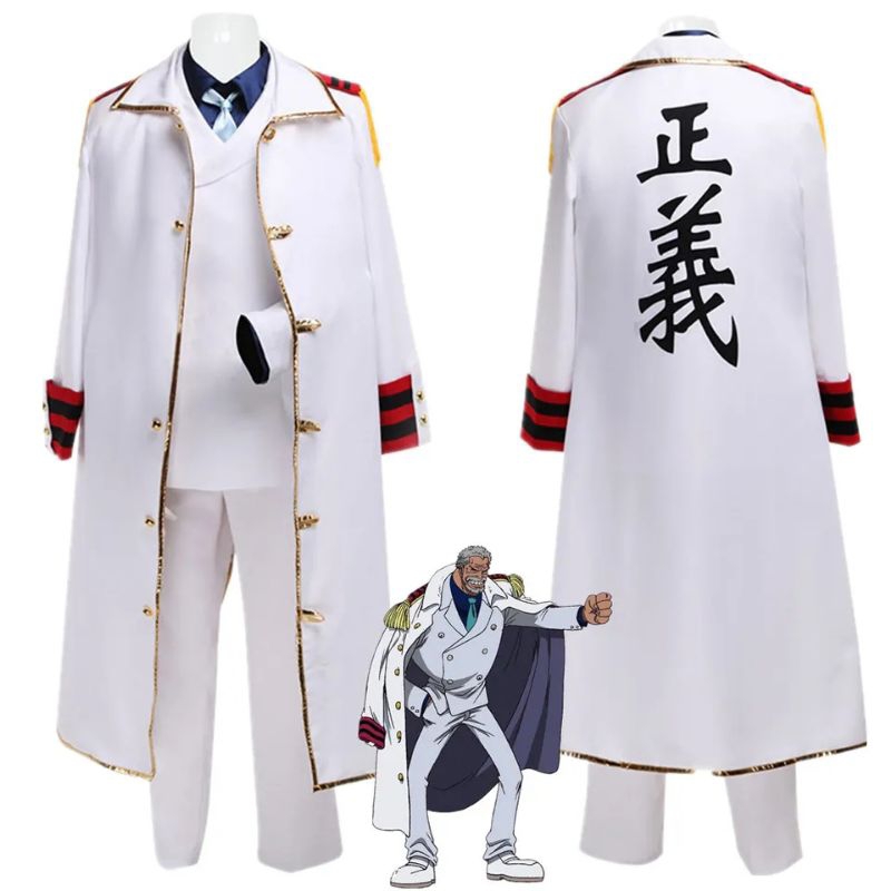 Anime One Piece Cosplay Kostum Luffy Kakek Monkey D Garp Dewasa Seragam Angkatan Laut Pesta Halloween