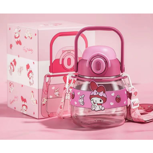 SANRIO KARET LOGO BOTOL MINUM SEDOTAN ANAK 750ML KARAKTER ANIMAL WD2217