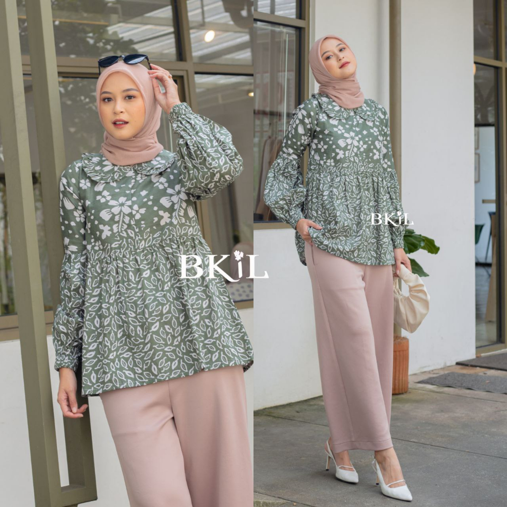 Baju Batik Wanita Modern Atasan Blouse Batik Kerja Kantor Wanita