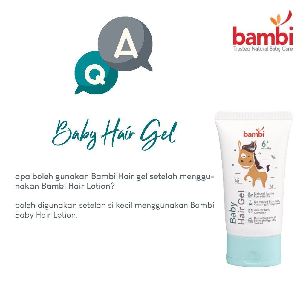 ORIGINAL Bambi Baby Hair Gel 50ml | Styling / Bambi Gel Rambut Bayi dan Anak / LEDIMART