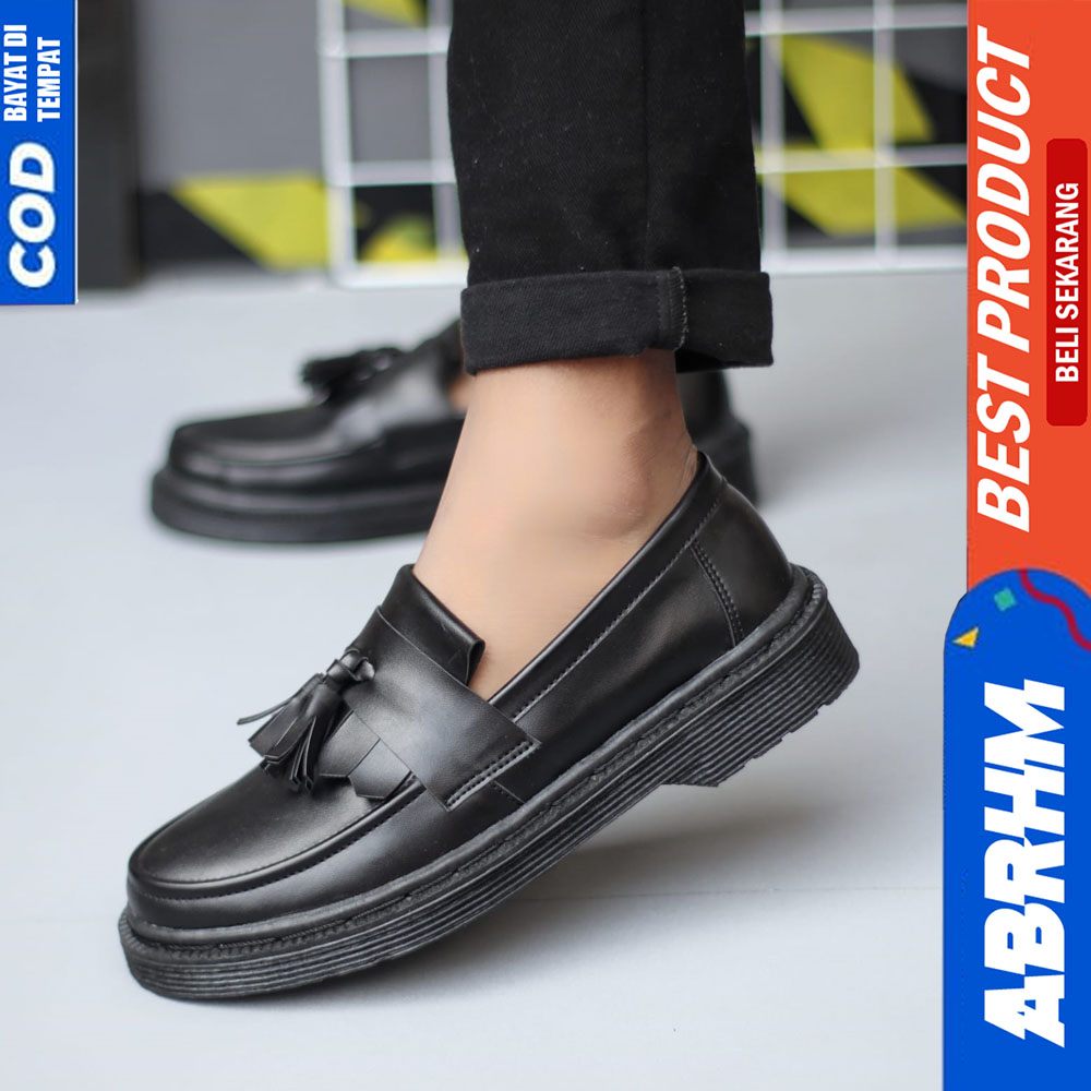 ABRHM Sepatu Loafers Penny Docmart Casual Hitam Kerja Pria