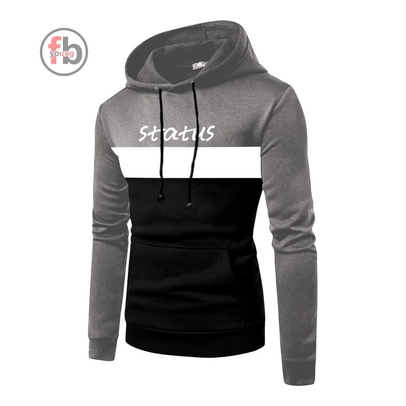 SWEATER HOODIE KAOS KUPLUK STATUS LENGAN PANJANG KOMBINASI DEPAN/BELAKANG