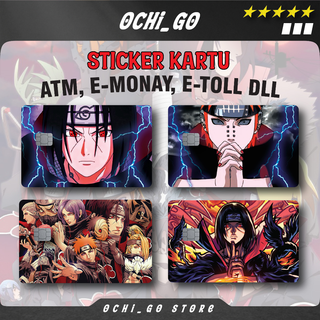 Stiker Sticker Kartu Atm  Garskin Skin Card Atm Anime - Akatsuki | Naruto | Sasuke | kakashi  Stiker