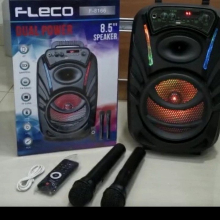 COD Speaker Bluetooth Fleco 8'5 INCH F-8166 Free Dua Mic Wireless karaoke Speaker Terbaru