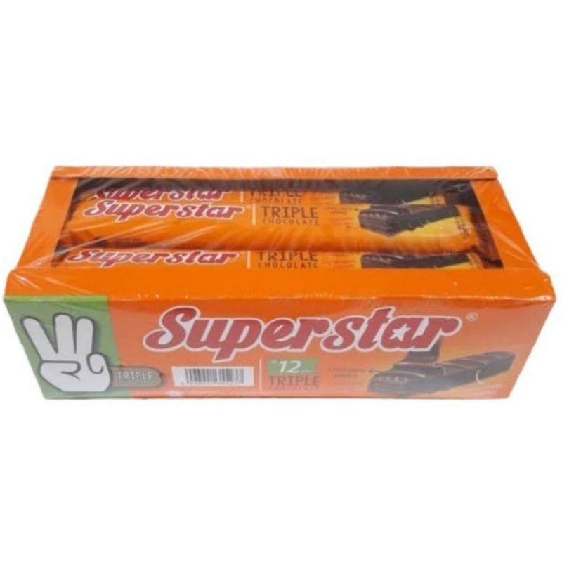

SUPERSTAR Wafer Triple Cokelat Box isi 12pcs Cemilan Enak