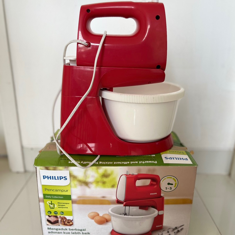 Mixer Philips hr 1559 Preloved Hand Mixer Merah Bekas Pakai