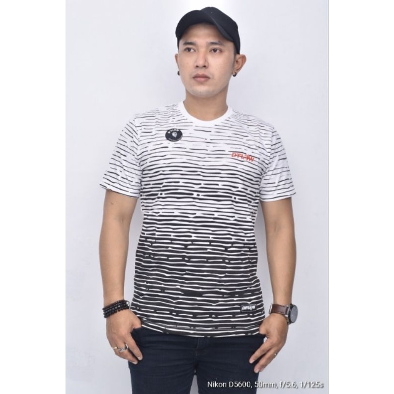 KAOS PRIA DFLOW STRIPE HITAM PUTIH