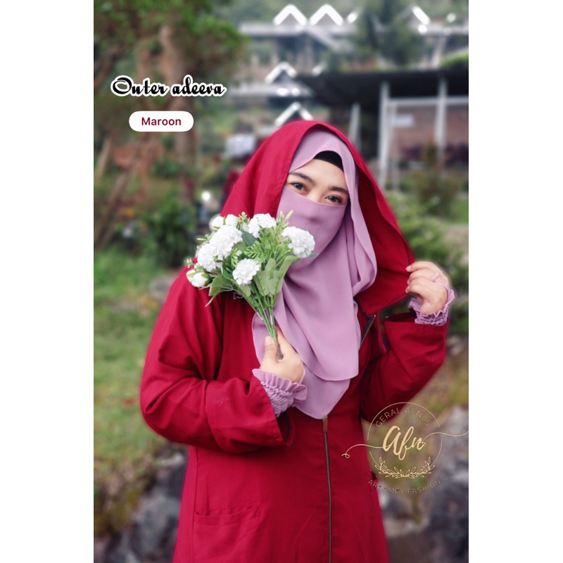 outer abaya hoodie ziper | outer muslimah | long outer