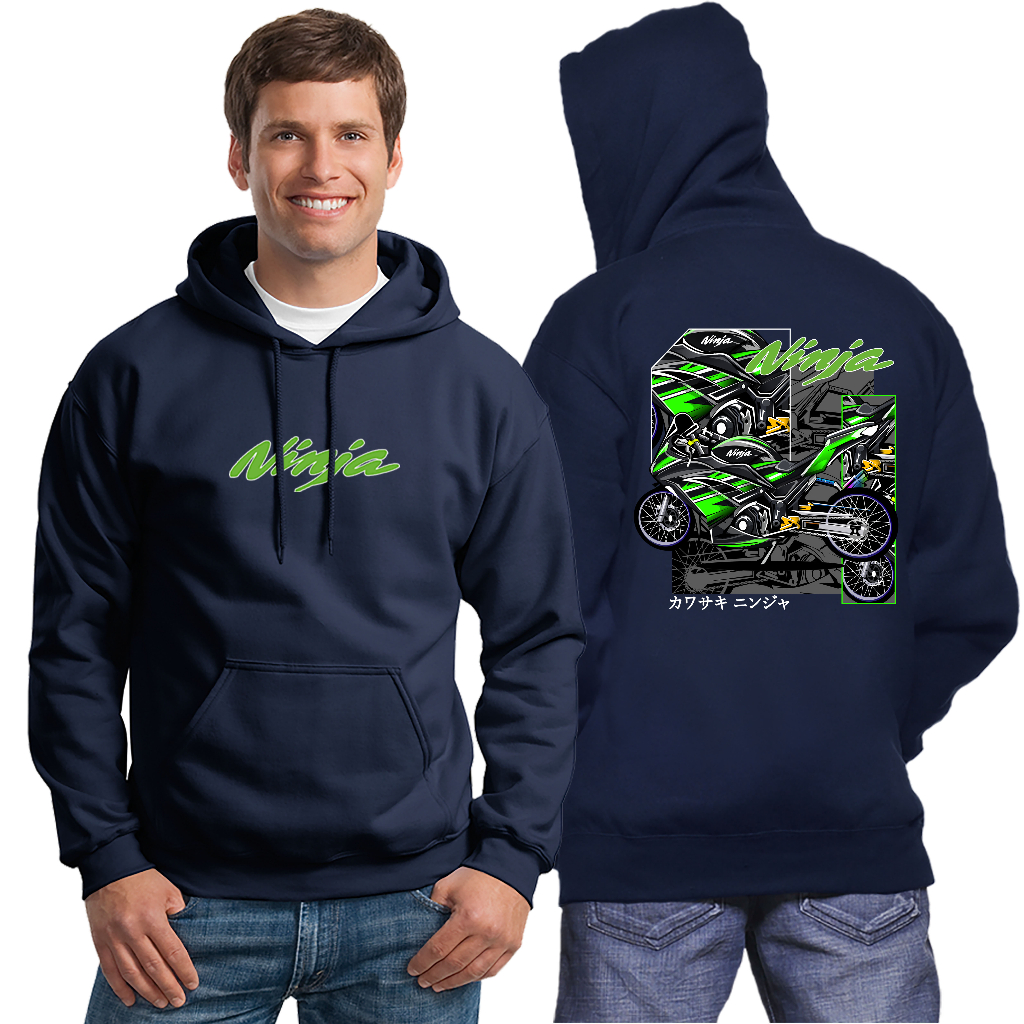 JAKET MOTOR KAWASAKI NINJA 4 TAK SWEATER HOODIE COTTON FLEECE TEBAL